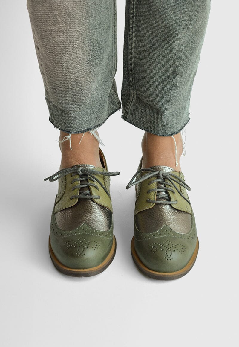 Mocasin Mujer / Simone Verde Metalico MOCASINES Giani Dafirenze