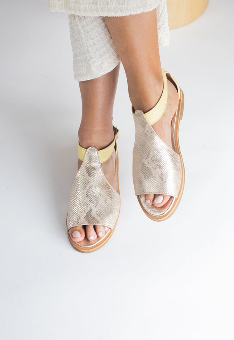 Sandalia Mujer Oliva Niquel Amarillo Giani Dafirenze