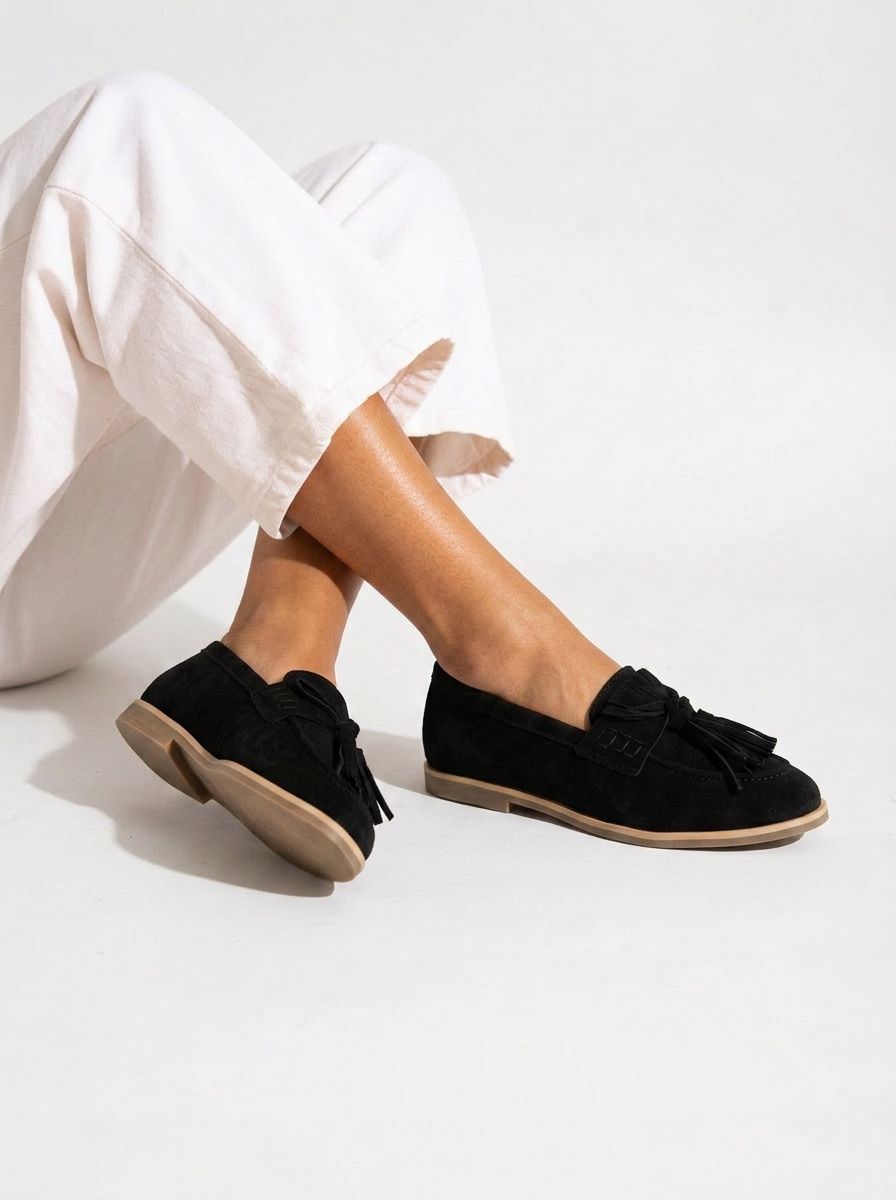 Mocasin Mujer / Flora Negro