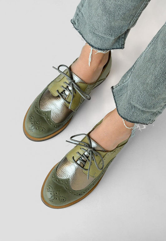 Mocasin Mujer / Simone Verde Metalico MOCASINES Giani Dafirenze