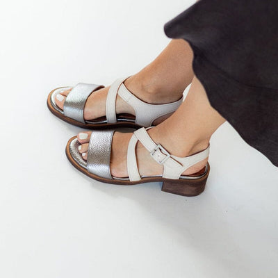 Sandalia Mujer / Salteador Metálico Beige