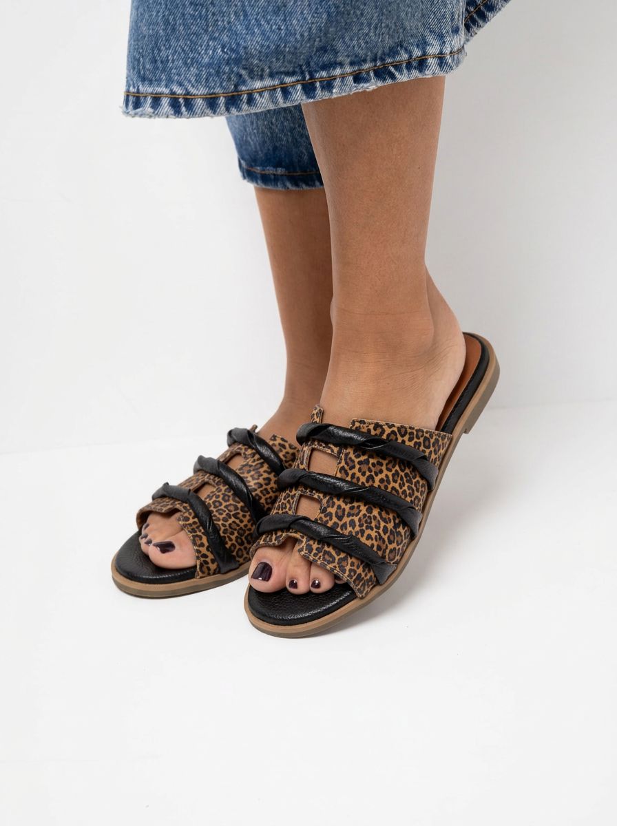 Sandalia Mujer / Senda Leopardo Negro SANDALIAS Giani Dafirenze 