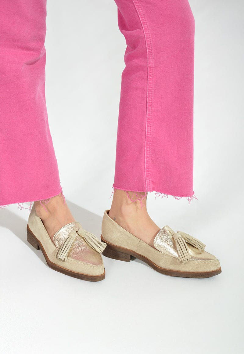 Zapato Mujer / Allegra Beige Niquel MOCASINES Giani Dafirenze 